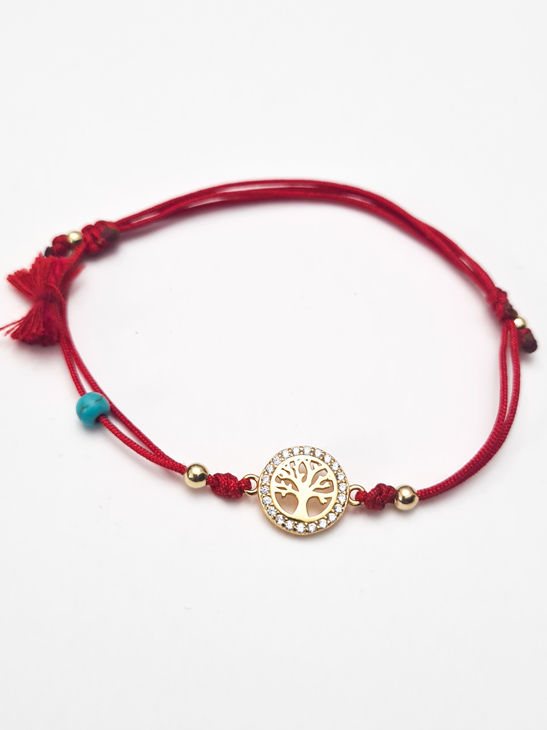 PULSEIRA FIO TÊXTIL VERMELHO ÁRVORE VIDA 11G76D PRATA  BARROSO P