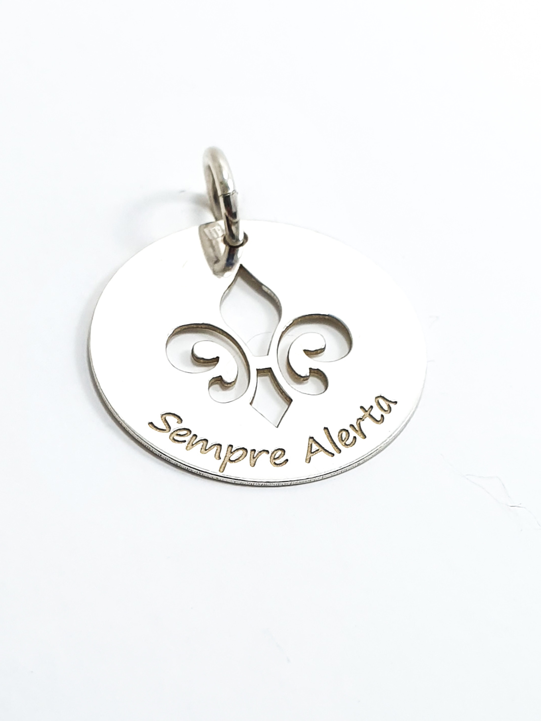 Medalha Flor do Lis Sempre Alerta Ref 206829 Prata Lei 925 Afetos